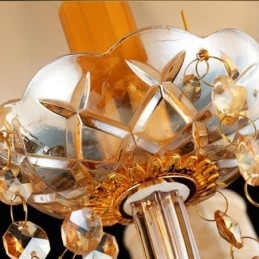 Lámpara colgante de cristal europea, elegante lámpara colgante de color ámbar.