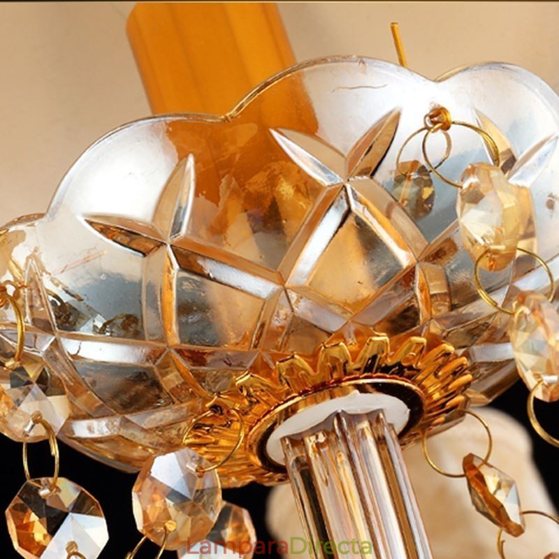 Lámpara colgante de cristal europea, elegante lámpara colgante de color ámbar.