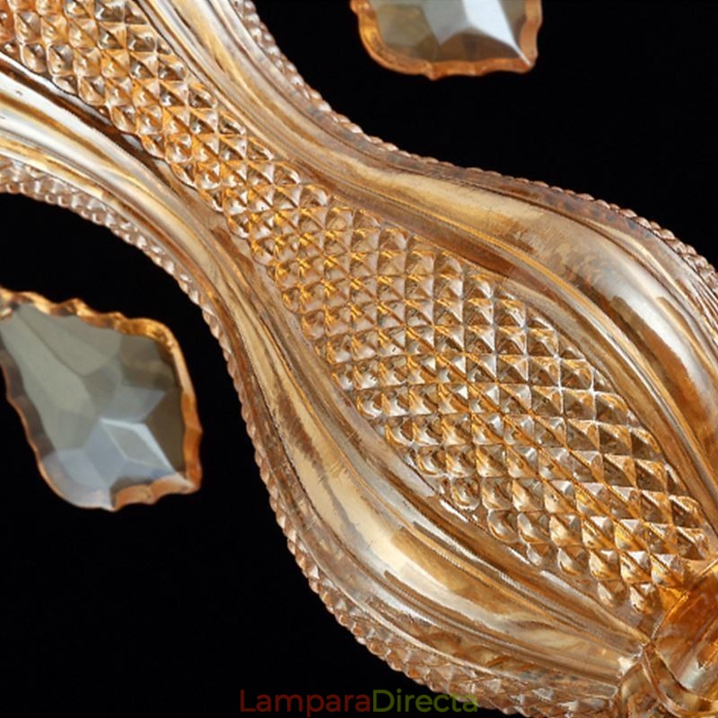 Lámpara colgante de cristal europea, elegante lámpara colgante de color ámbar.
