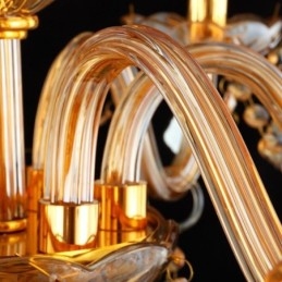 Lámpara colgante de cristal europea, elegante lámpara colgante de color ámbar.