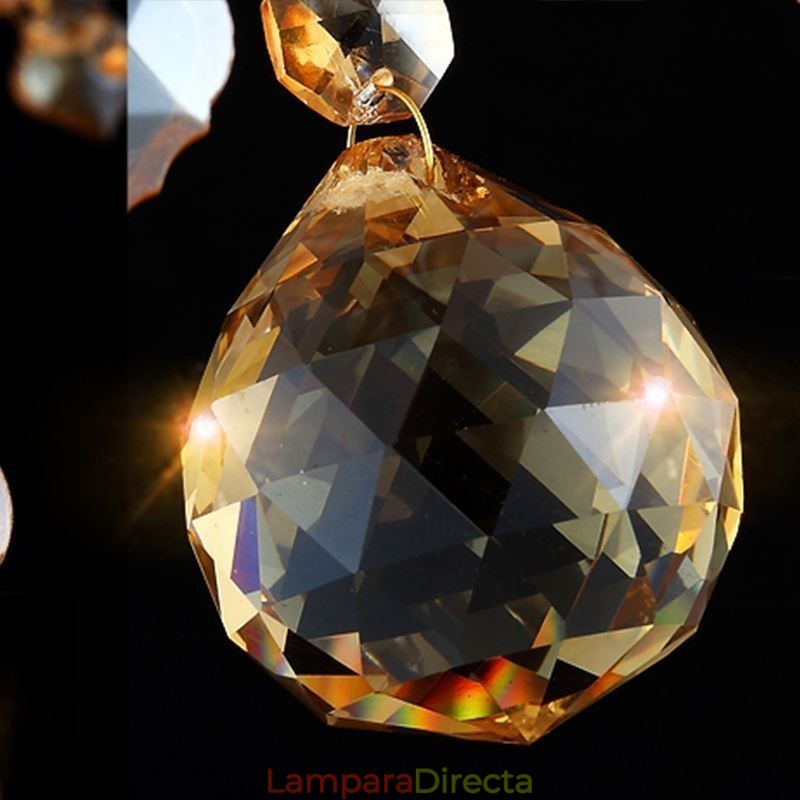 Lámpara colgante de cristal europea, elegante lámpara colgante de color ámbar.