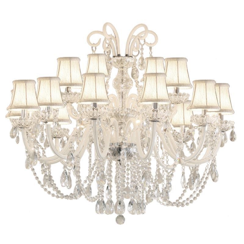Lámpara colgante de cristal europea de gran tamaño, luz blanca