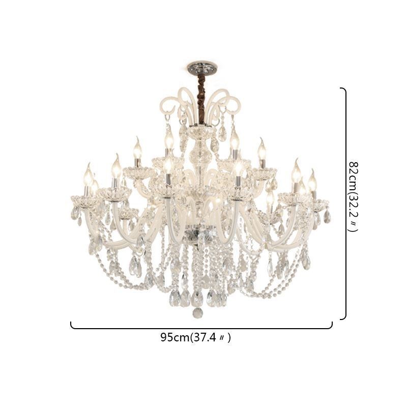 Lámpara colgante de cristal europea de gran tamaño, luz blanca
