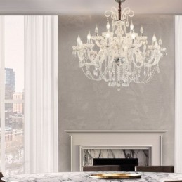 Lámpara colgante de cristal europea de gran tamaño, luz blanca