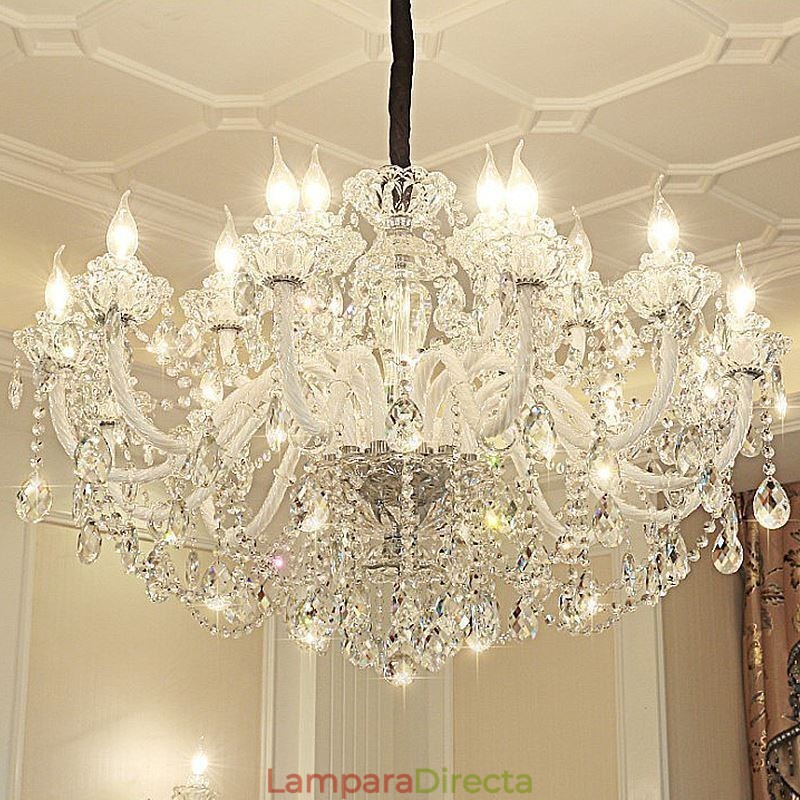 Lámpara colgante de cristal de lujo, elegante y europea.