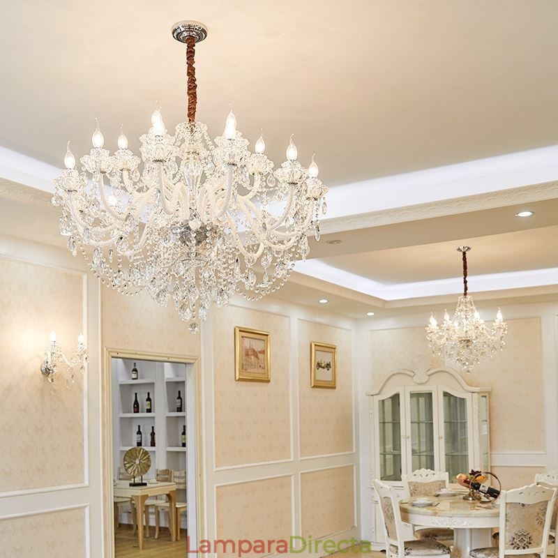 Lámpara colgante de cristal de lujo, elegante y europea.