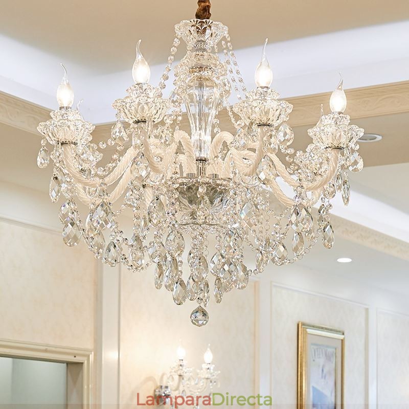 Lámpara colgante de cristal de lujo, elegante y europea.