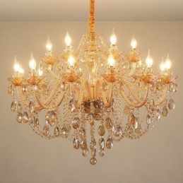 Lámpara colgante de cristal europea de lujo color coñac
