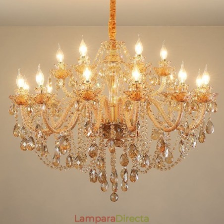 Lámpara colgante de cristal europea de lujo color coñac Lámpara colgante de cristal europea de lujo color coñac