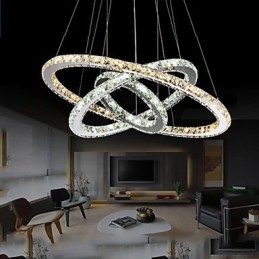 Lámparas colgantes de cristal K9 ámbar y transparente, iluminación con 3 anillos