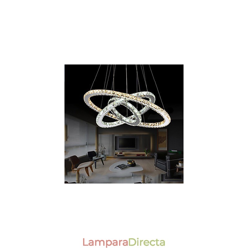 Lámparas colgantes de cristal K9 ámbar y transparente, iluminación con 3 anillos