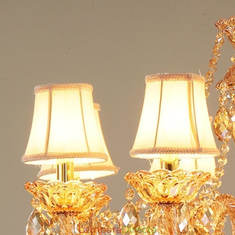 Lámpara colgante de cristal europea de lujo color coñac