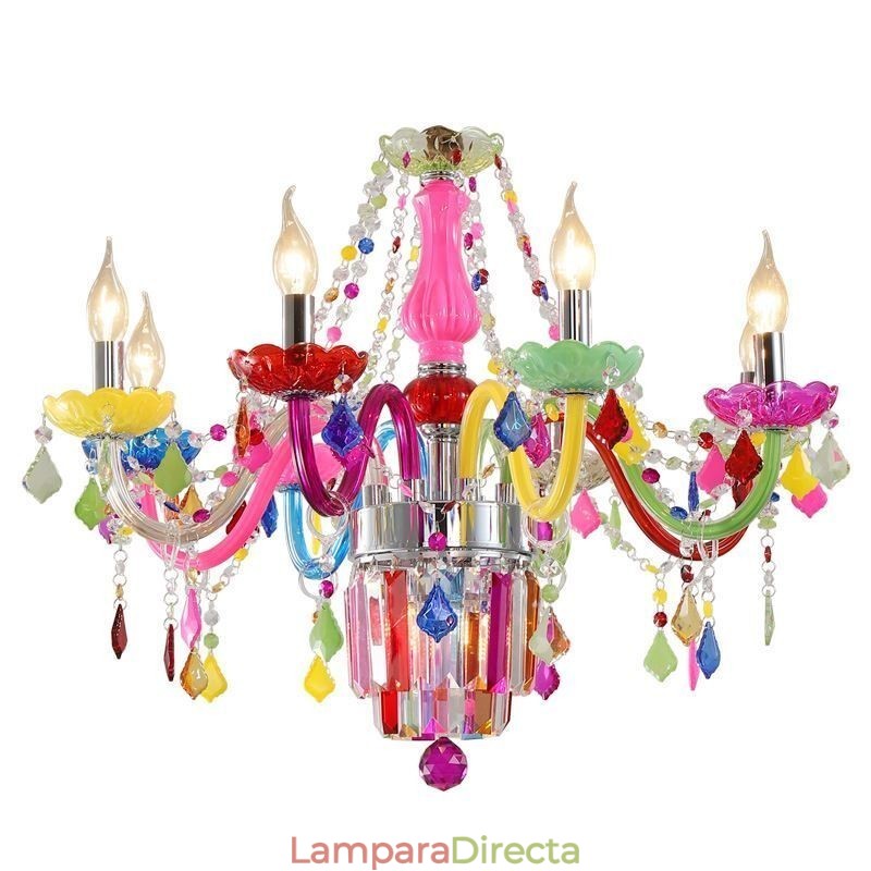 Lámpara colgante de cristal de colores, única y europea.
