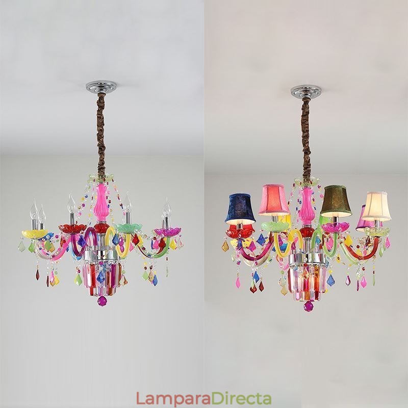 Lámpara colgante de cristal de colores, única y europea.
