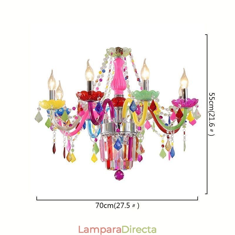 Lámpara colgante de cristal de colores, única y europea.