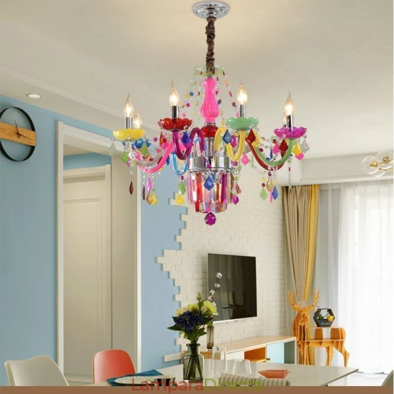 Lámpara colgante de cristal de colores, única y europea.