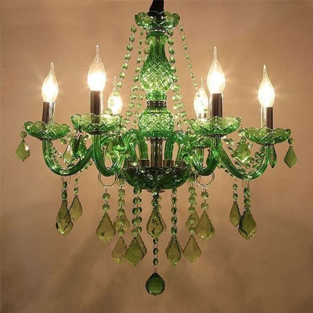 Lámpara colgante de cristal única de estilo europeo de color verde hierba. Lámpara colgante de cristal única de estilo europeo de color verde hierba.