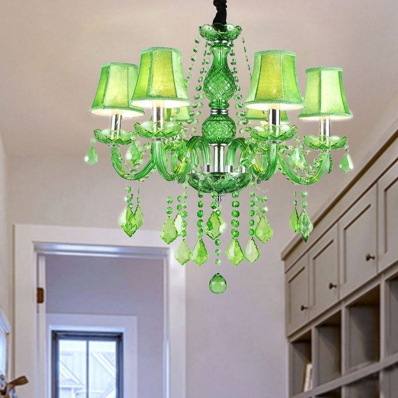 Lámpara colgante de cristal única de estilo europeo de color verde hierba.