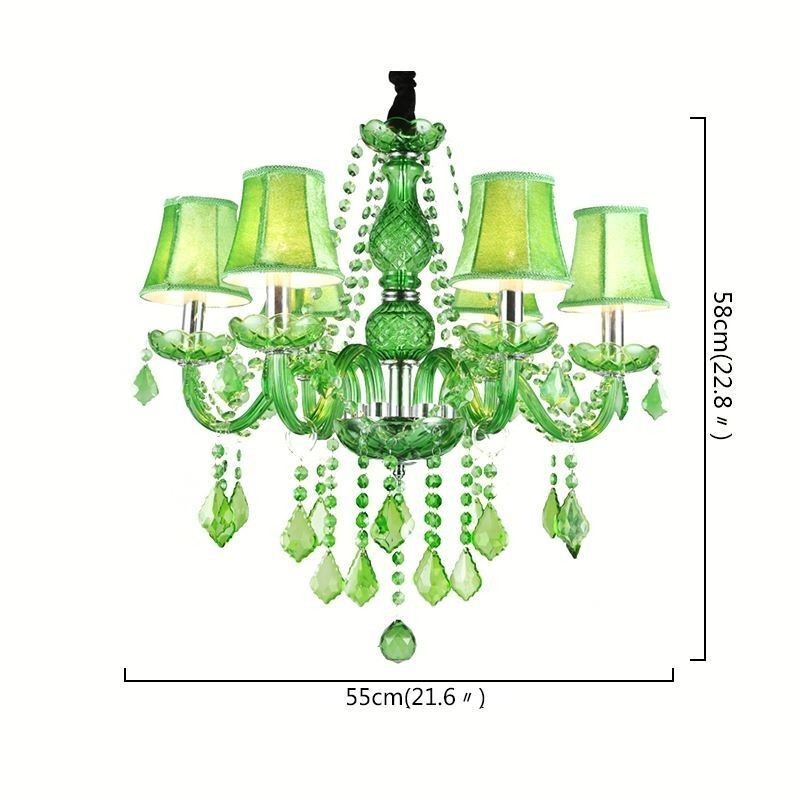 Lámpara colgante de cristal única de estilo europeo de color verde hierba.