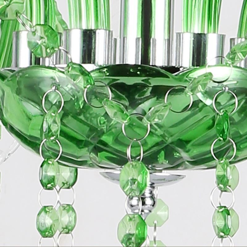 Lámpara colgante de cristal única de estilo europeo de color verde hierba.