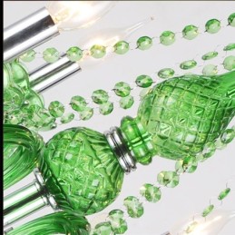 Lámpara colgante de cristal única de estilo europeo de color verde hierba.