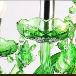 Lámpara colgante de cristal única de estilo europeo de color verde hierba.