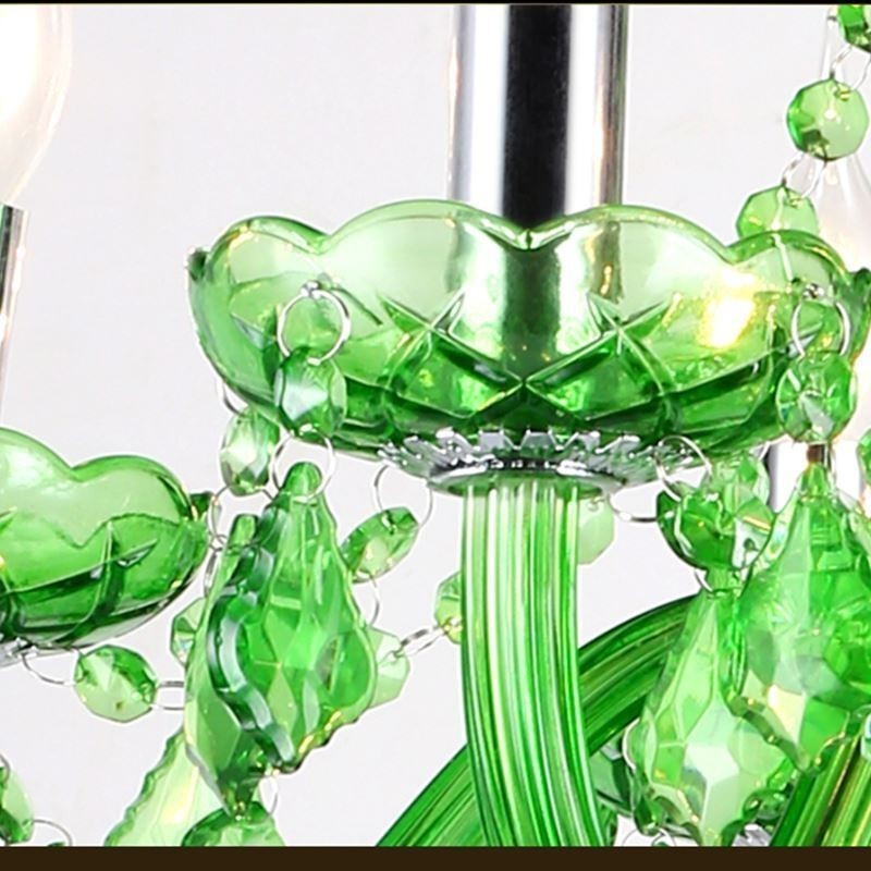 Lámpara colgante de cristal única de estilo europeo de color verde hierba.