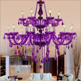 Lámpara colgante de cristal de estilo europeo color púrpura
