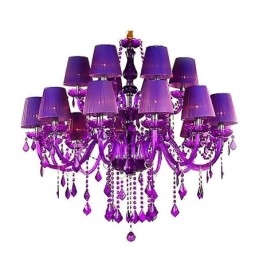 Lámpara colgante de cristal de estilo europeo color púrpura