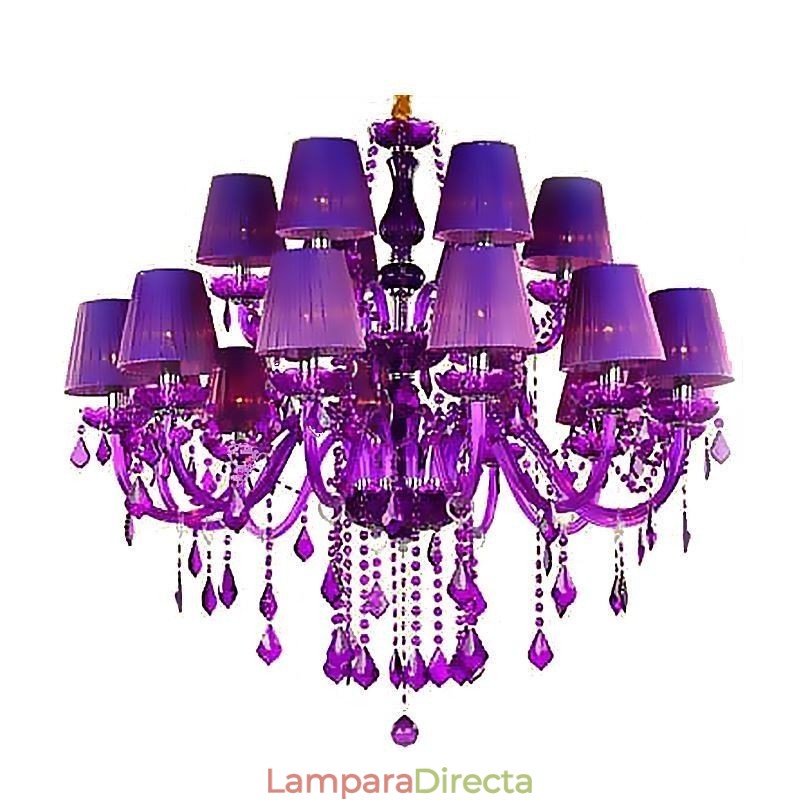 Lámpara colgante de cristal de estilo europeo color púrpura