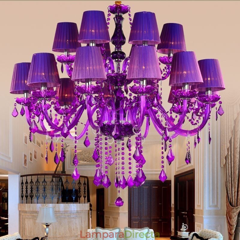 Lámpara colgante de cristal de estilo europeo color púrpura