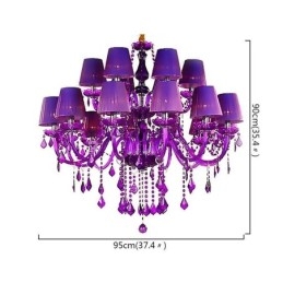 Lámpara colgante de cristal de estilo europeo color púrpura