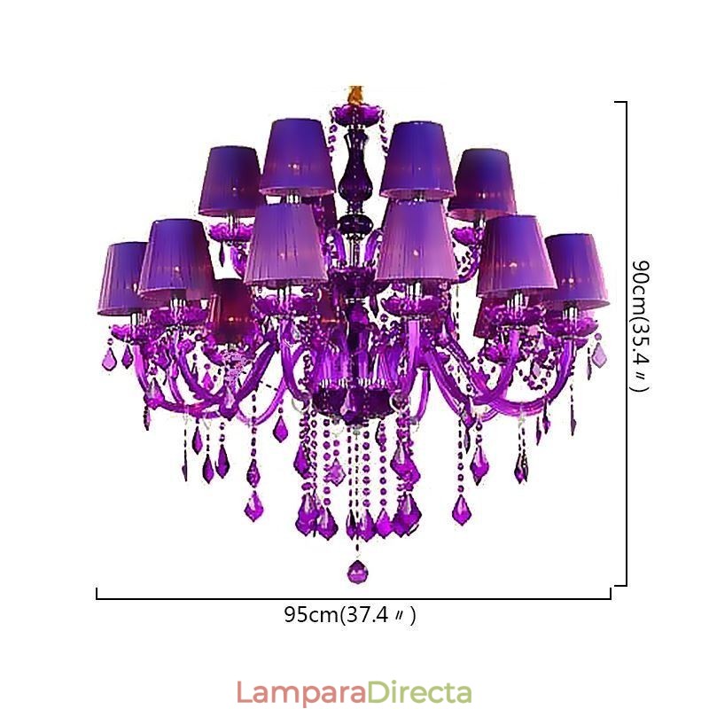 Lámpara colgante de cristal de estilo europeo color púrpura