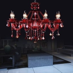 Lámpara colgante de cristal europea de color rojo