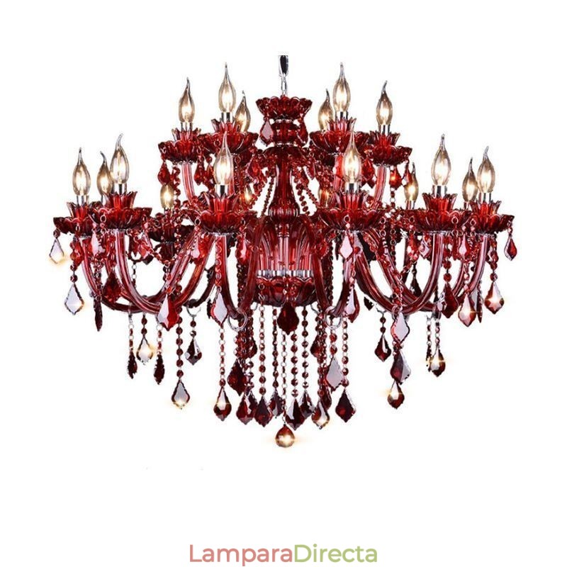 Lámpara colgante de cristal europea de color rojo