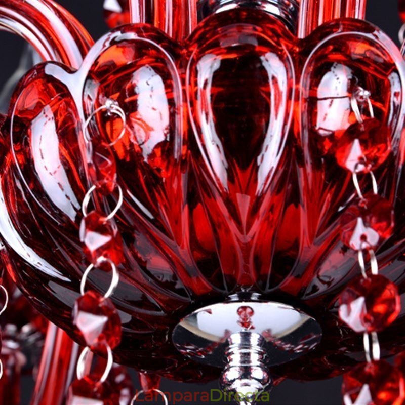 Lámpara colgante de cristal europea de color rojo
