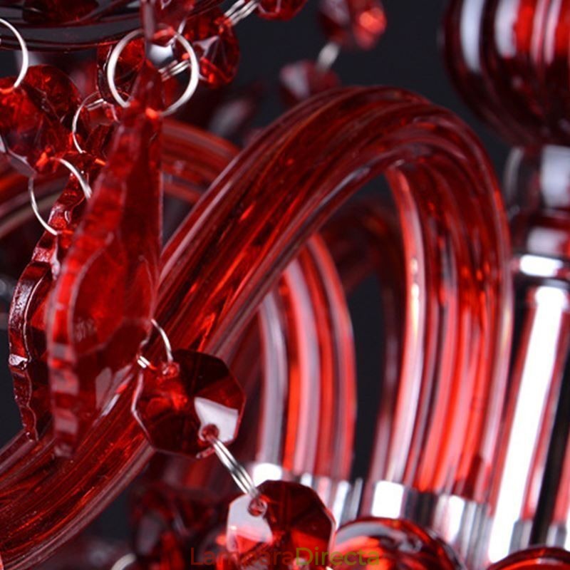 Lámpara colgante de cristal europea de color rojo