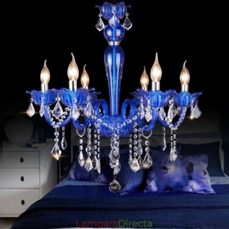 Lámpara colgante de cristal de estilo europeo con cristal azul Lámpara colgante de cristal de estilo europeo con cristal azul
