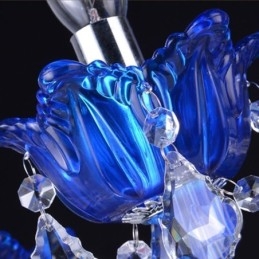 Lámpara colgante de cristal de estilo europeo con cristal azul