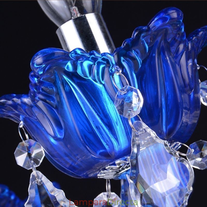 Lámpara colgante de cristal de estilo europeo con cristal azul