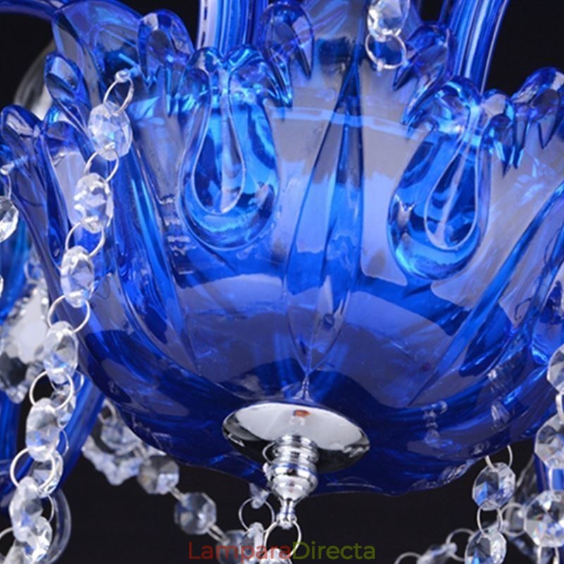 Lámpara colgante de cristal de estilo europeo con cristal azul