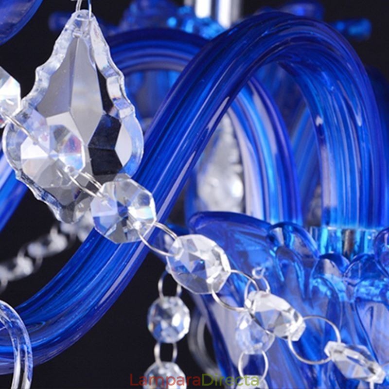 Lámpara colgante de cristal de estilo europeo con cristal azul
