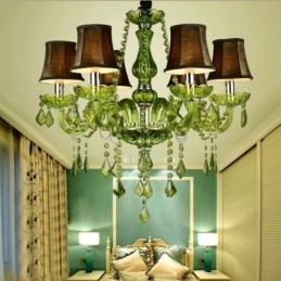 Lámpara colgante de cristal de estilo europeo, única, color verde