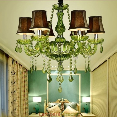 Lámpara colgante de cristal de estilo europeo, única, color verde Lámpara colgante de cristal de estilo europeo, única, color verde