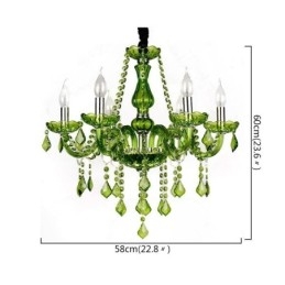 Lámpara colgante de cristal de estilo europeo, única, color verde