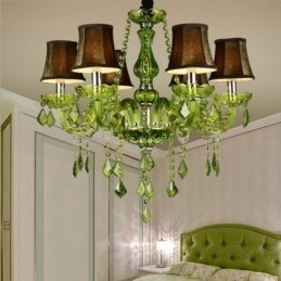 Lámpara colgante de cristal de estilo europeo, única, color verde