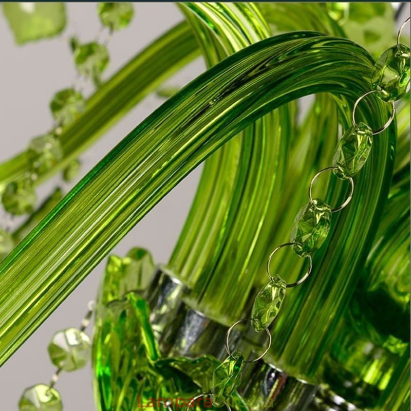 Lámpara colgante de cristal de estilo europeo, única, color verde