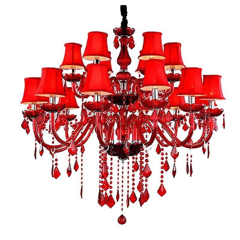 Lámpara colgante de cristal de color rojo europeo