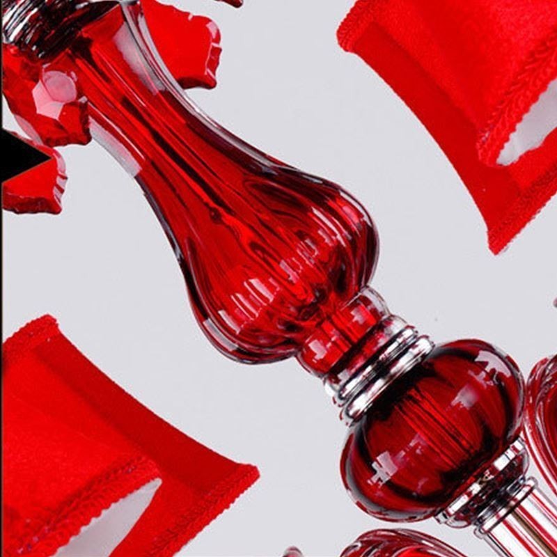 Lámpara colgante de cristal de color rojo europeo