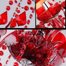 Lámpara colgante de cristal de color rojo europeo